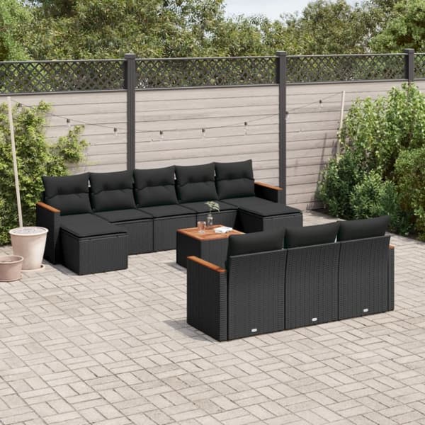 sofasæt til haven 11 dele med hynder polyrattan sort