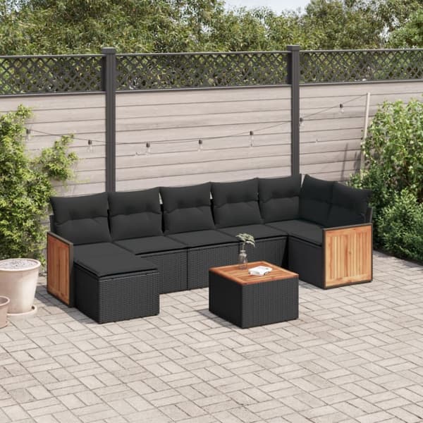 sofasæt til haven 8 dele med hynder polyrattan sort