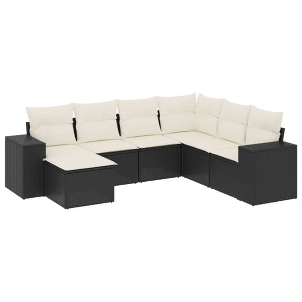 sofasæt til haven 7 dele med hynder polyrattan sort