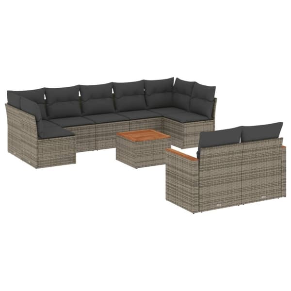 sofasæt til haven 10 dele med hynder polyrattan grå