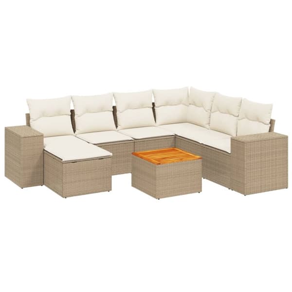 sofasæt til haven 8 dele med hynder polyrattan beige