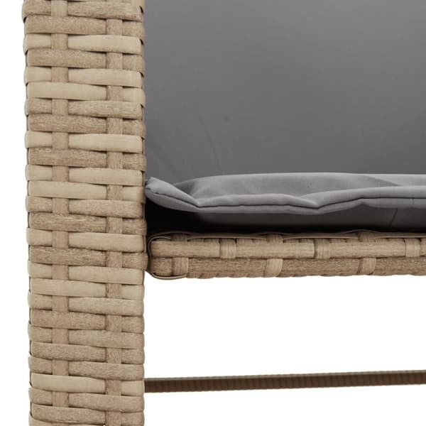 2 hengen puutarhasohva, jossa pöytä ja jakkarat, beige, polyrottinki