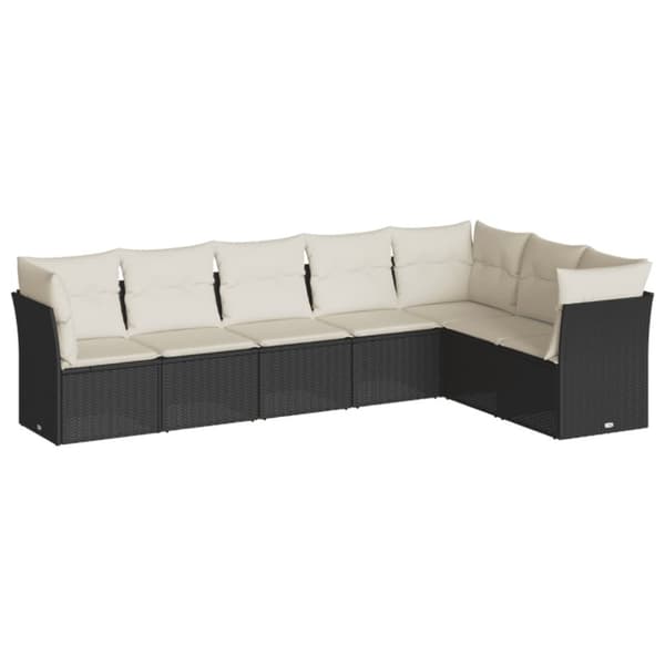 sofasæt til haven 7 dele med hynder polyrattan sort