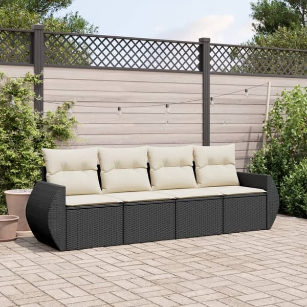 sofasæt til haven 4 dele med hynder polyrattan sort