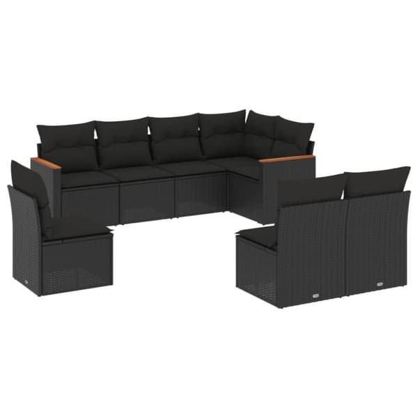 sofasæt til haven 8 dele med hynder polyrattan sort