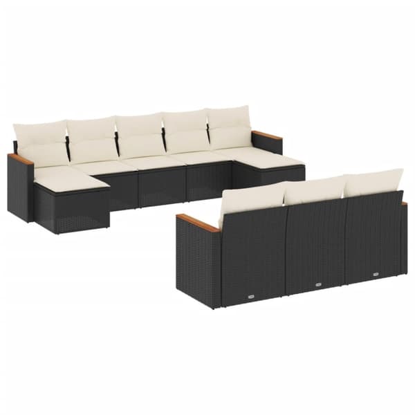 sofasæt til haven 10 dele med hynder polyrattan sort