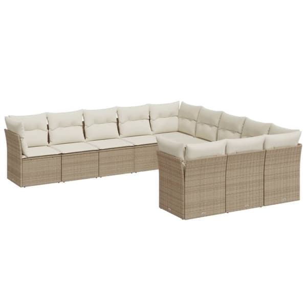 sofasæt til haven 11 dele med hynder polyrattan beige