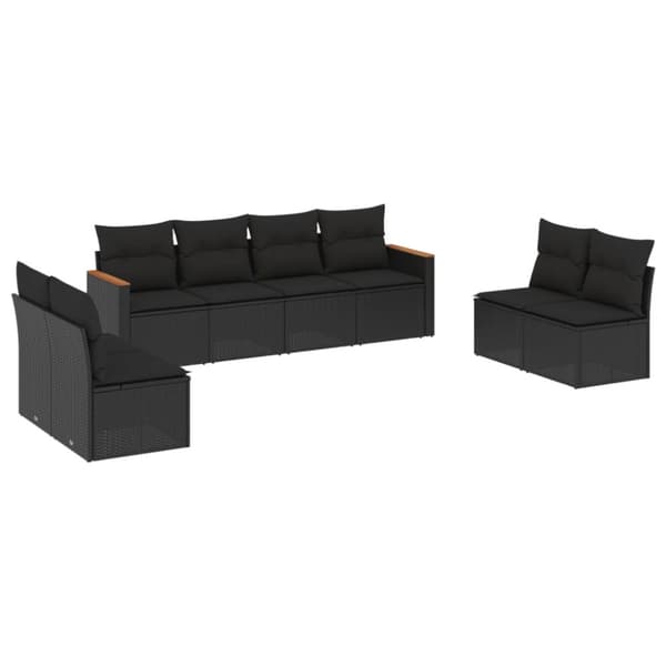 sofasæt til haven 8 dele med hynder polyrattan sort