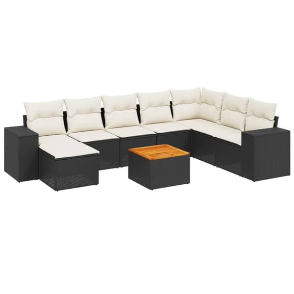 sofasæt til haven 9 dele med hynder polyrattan sort