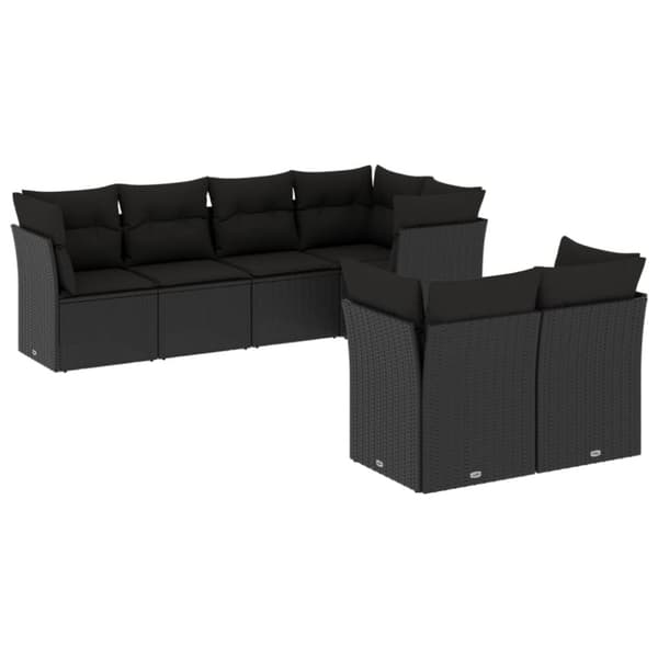 sofasæt til haven 7 dele med hynder polyrattan sort