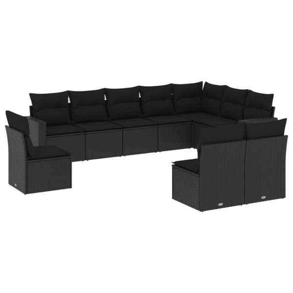 sofasæt til haven 10 dele med hynder polyrattan sort