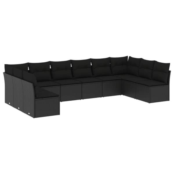 sofasæt til haven 10 dele med hynder polyrattan sort