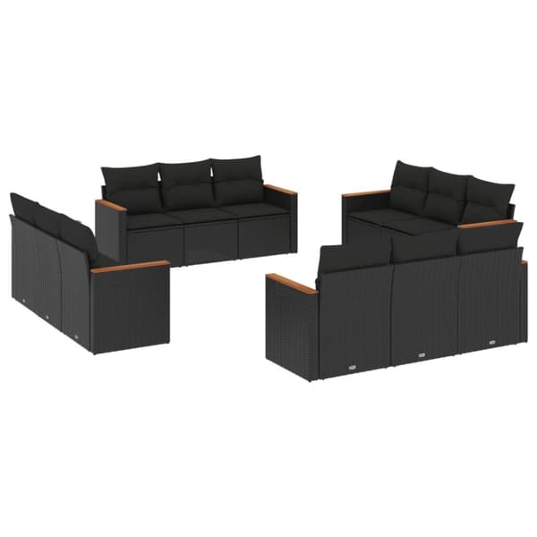 sofasæt til haven 12 dele med hynder polyrattan sort