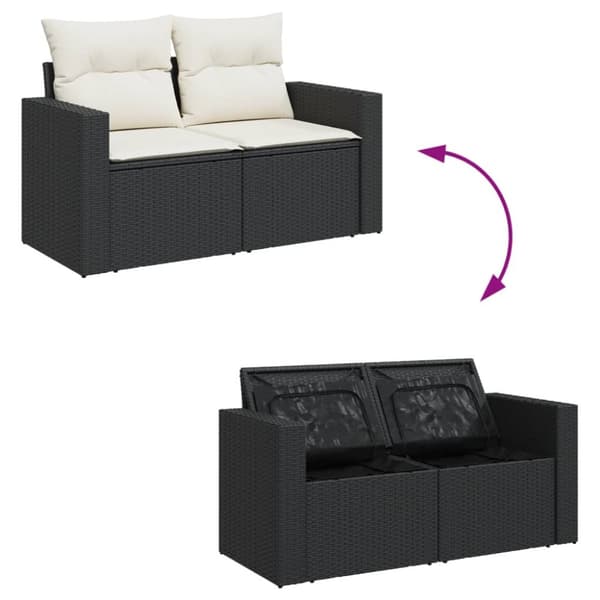 sofasæt til haven 9 dele med hynder polyrattan sort