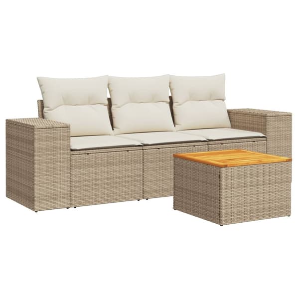 sofasæt til haven 4 dele med hynder polyrattan beige