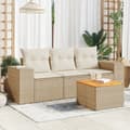 Miniatyrbillede 1 af 3: sofasæt til haven 4 dele med hynder polyrattan beige
