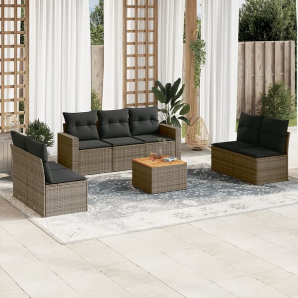 sofasæt til haven 8 dele med hynder polyrattan grå
