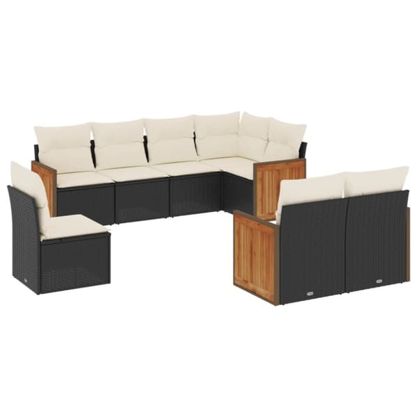 sofasæt til haven 8 dele med hynder polyrattan sort
