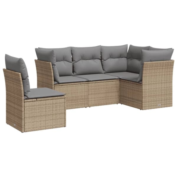 sofasæt til haven 5 dele med hynder polyrattan beige