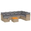 Miniatyrbillede 2 af 3: spisebordssæt til haven 9 dele med hynder polyrattan beige