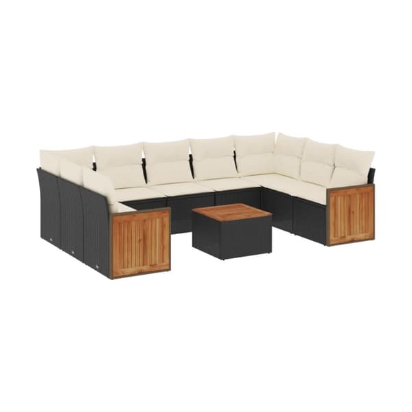 sofasæt til haven 10 dele med hynder polyrattan sort