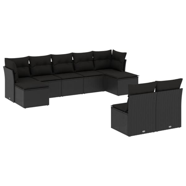 sofasæt til haven 9 dele med hynder polyrattan sort
