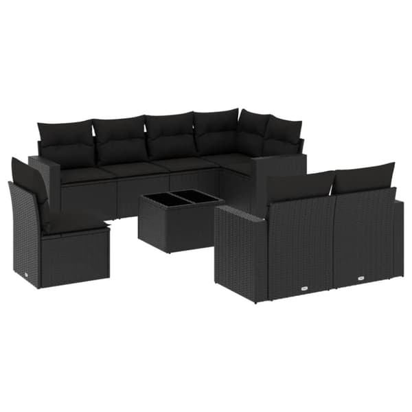 sofasæt til haven 9 dele med hynder polyrattan sort