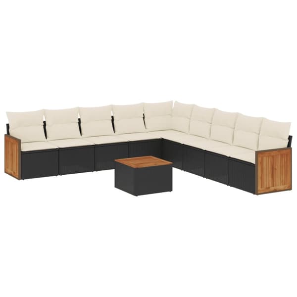 sofasæt til haven 10 dele med hynder polyrattan sort