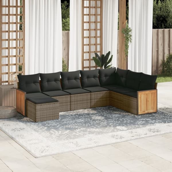 sofasæt til haven 8 dele med hynder polyrattan grå