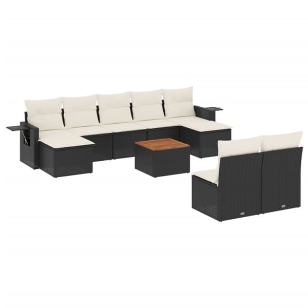 sofasæt til haven 10 dele med hynder polyrattan sort