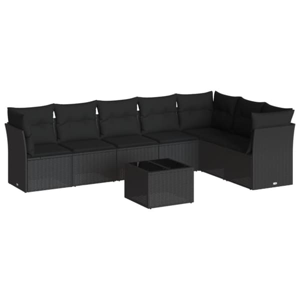 sofasæt til haven 8 dele med hynder polyrattan sort