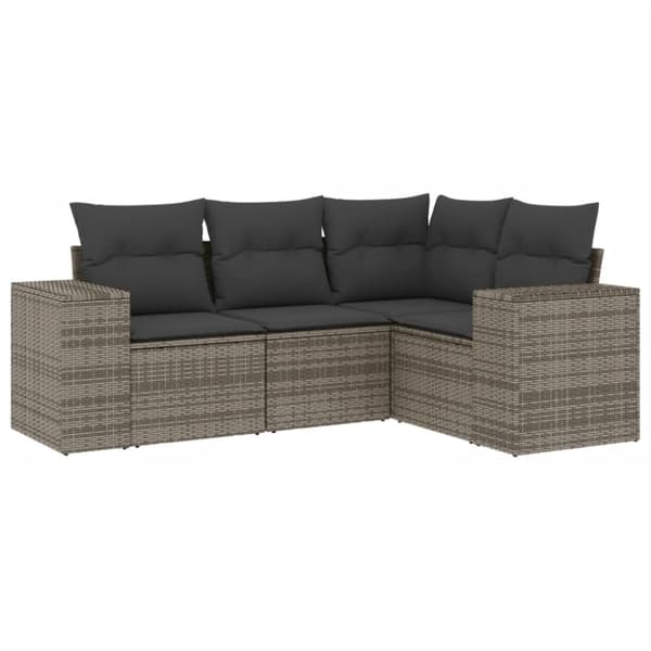 sofasæt til haven 4 dele med hynder polyrattan grå