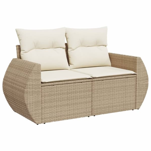 Soffgrupp för trädgården med dynor 6 delar beige konstrotting