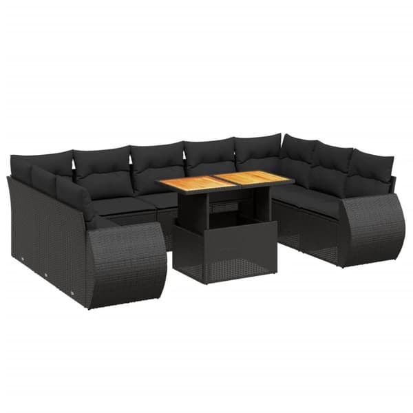 sofasæt til haven 10 dele med hynder polyrattan sort