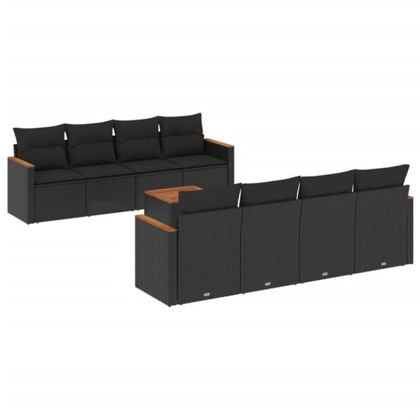 sofasæt til haven 9 dele med hynder polyrattan sort