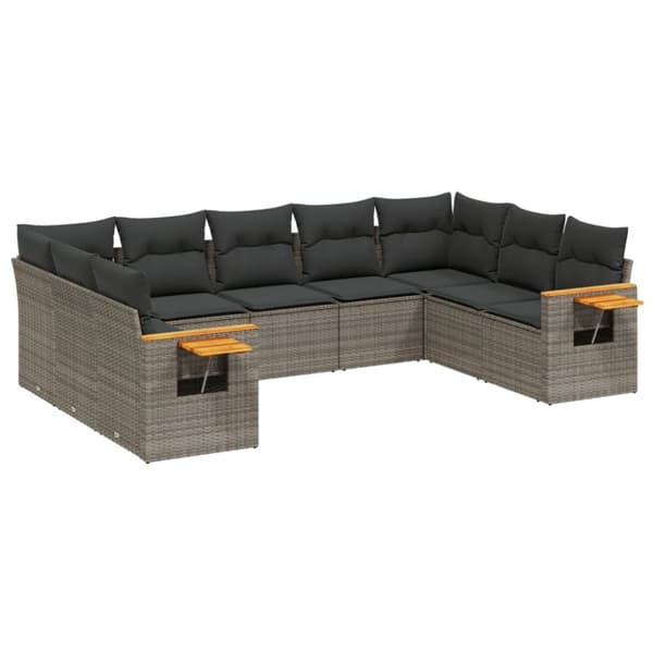 sofasæt til haven 9 dele med hynder polyrattan grå