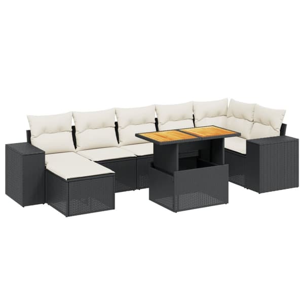 sofasæt til haven 8 dele med hynder polyrattan sort