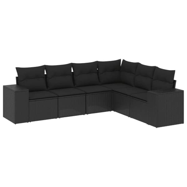 sofasæt til haven 6 dele med hynder polyrattan sort