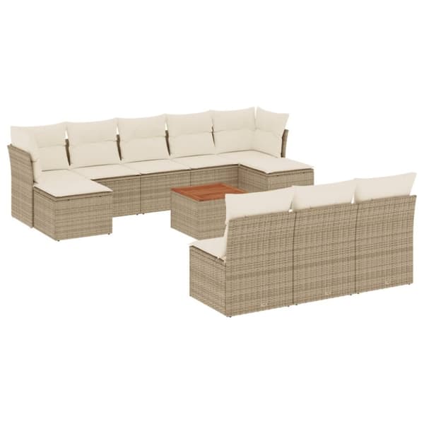 sofasæt til haven 11 dele med hynder polyrattan beige