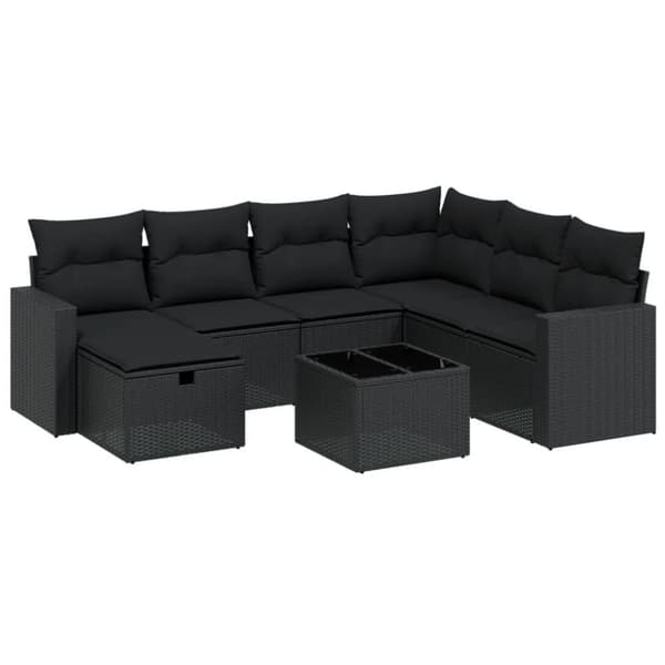 sofasæt til haven 8 dele med hynder polyrattan sort
