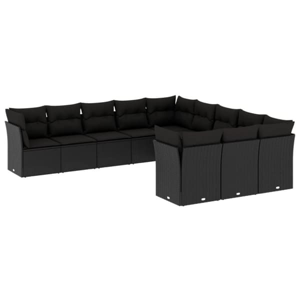 sofasæt til haven 11 dele med hynder polyrattan sort