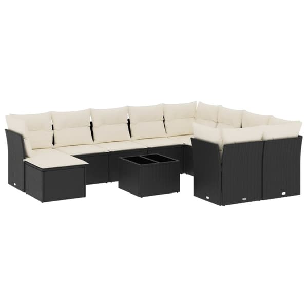 sofasæt til haven 11 dele med hynder polyrattan sort