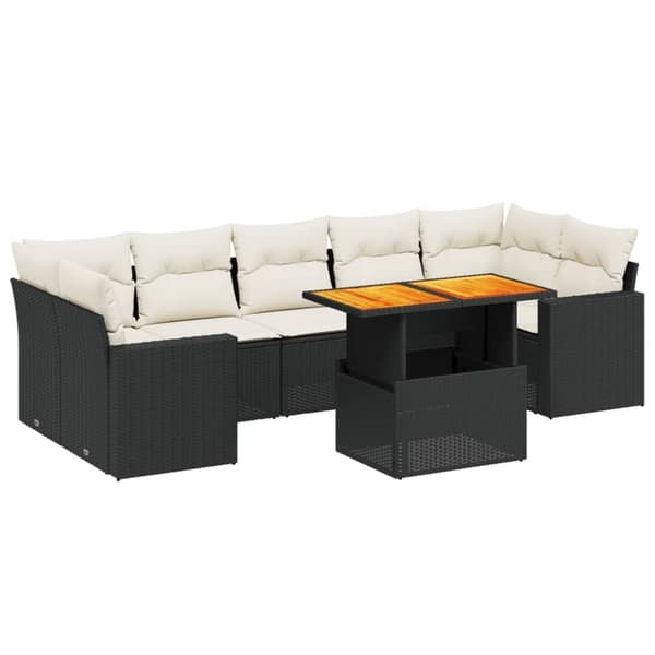 sofasæt til haven 8 dele med hynder polyrattan sort