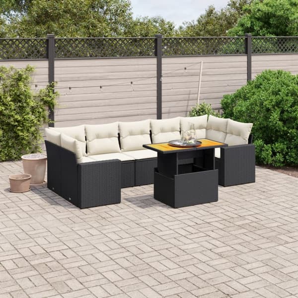 sofasæt til haven 8 dele med hynder polyrattan sort