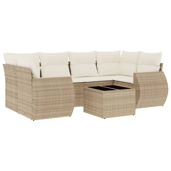 sofasæt til haven 7 dele med hynder polyrattan beige