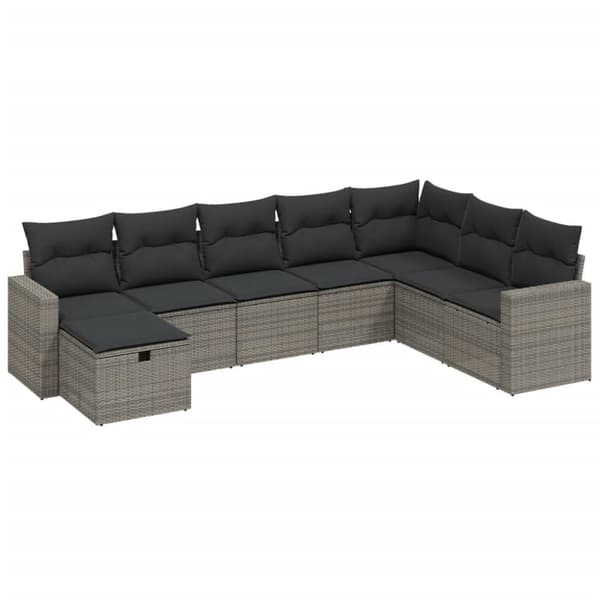 sofasæt til haven 8 dele med hynder polyrattan grå