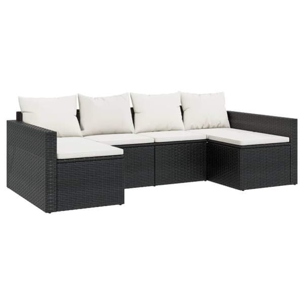 Loungegrupp med dynor 2 delar svart konstrotting