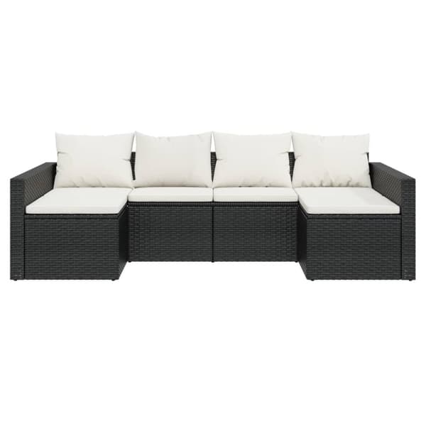 Loungegrupp med dynor 2 delar svart konstrotting