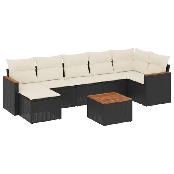 sofasæt til haven 8 dele med hynder polyrattan sort