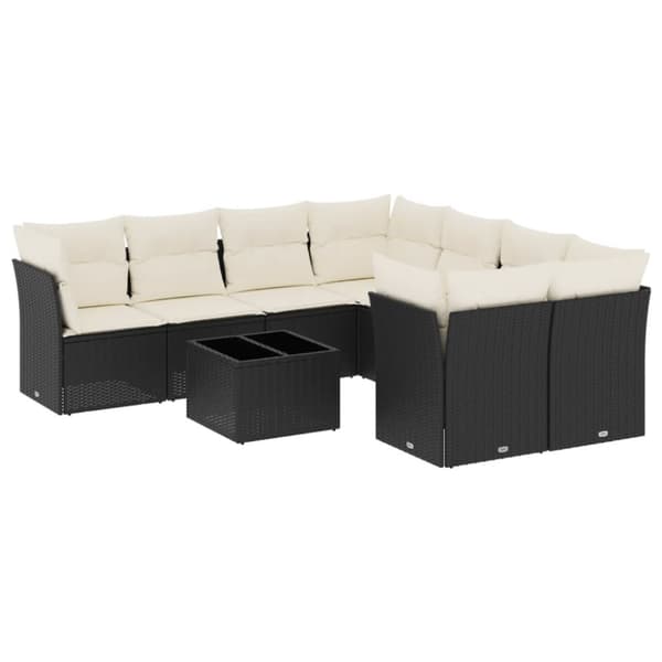 sofasæt til haven 9 dele med hynder polyrattan sort